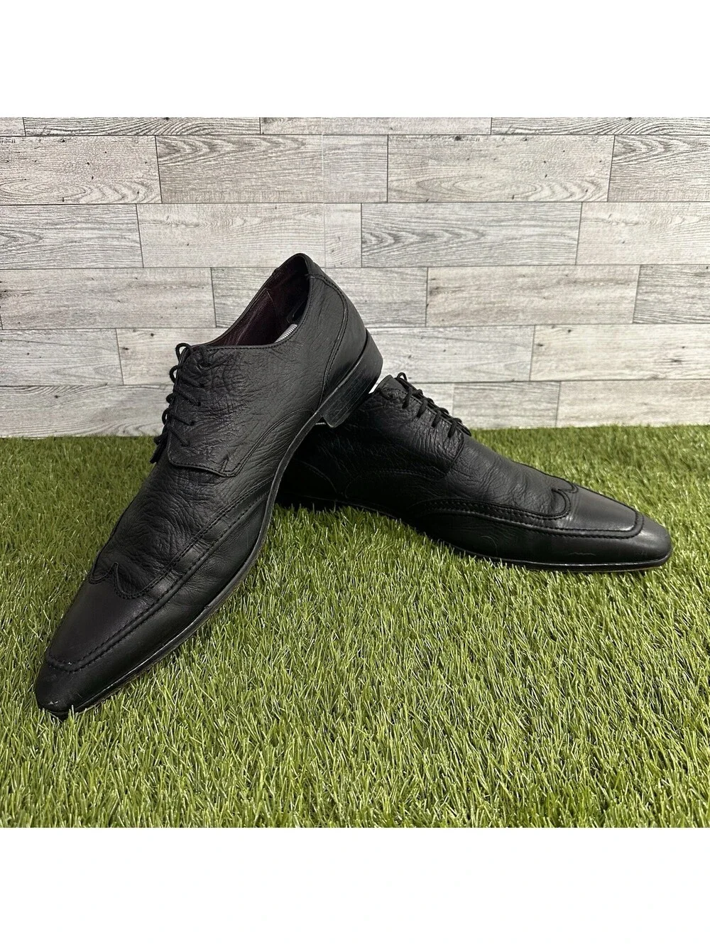 Dolce & Gabbana Dress Shoes Wing Tip Black Stitch Mens EU 46 US 12